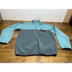 Patagonia Synchilla Snap On Two Tone Green Jacket Size Large